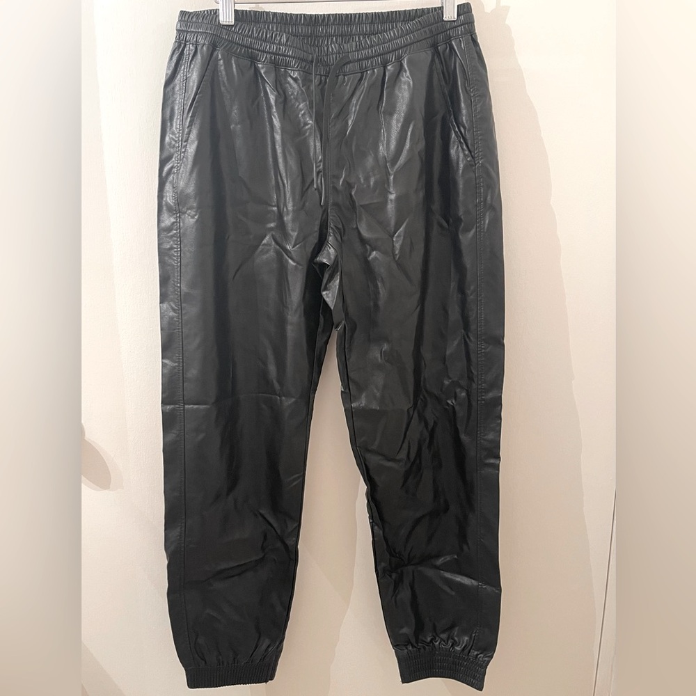 Zara leather black joggers pants. Fashionable clothing size large